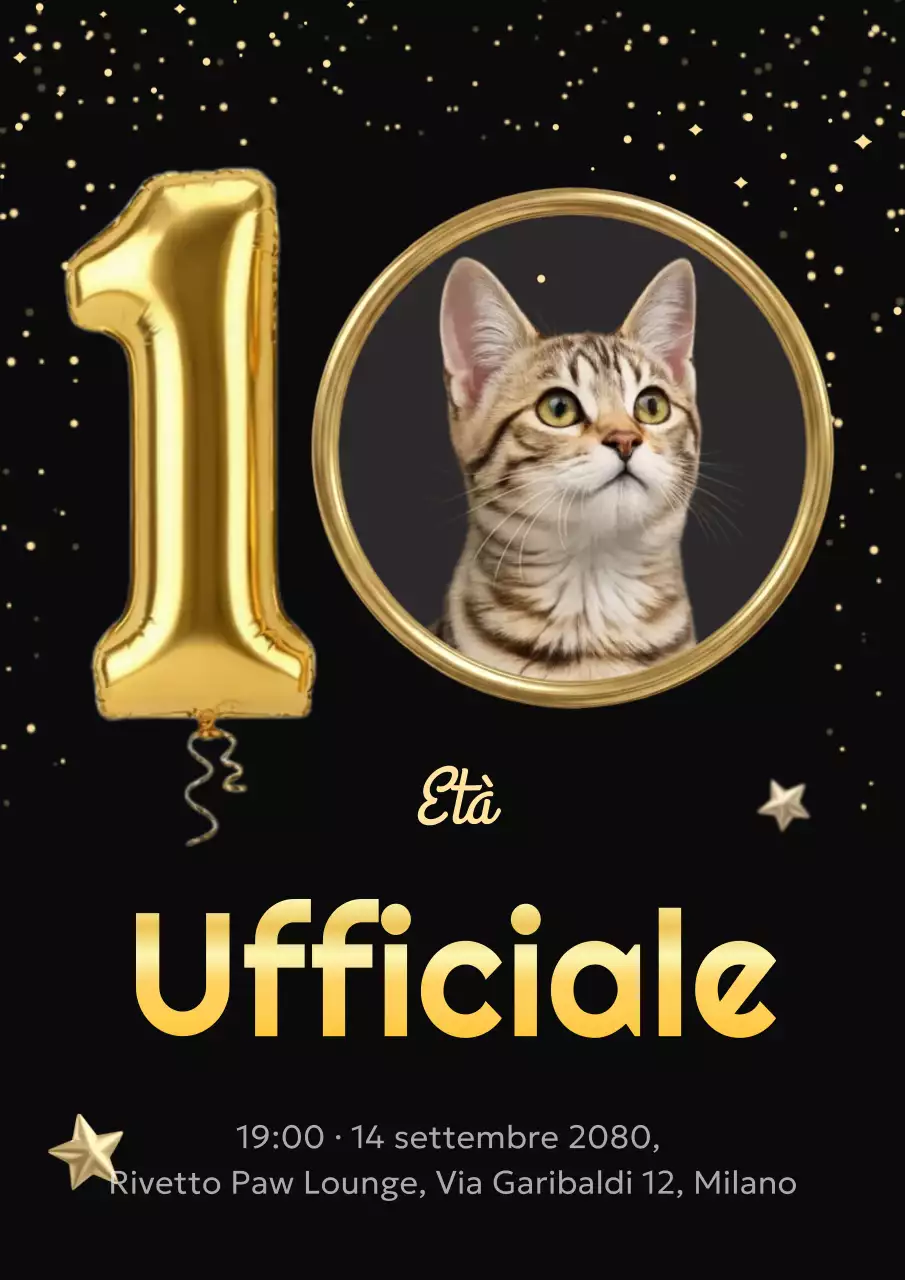 Poster elegante e nero per invito a un evento per animali domestici