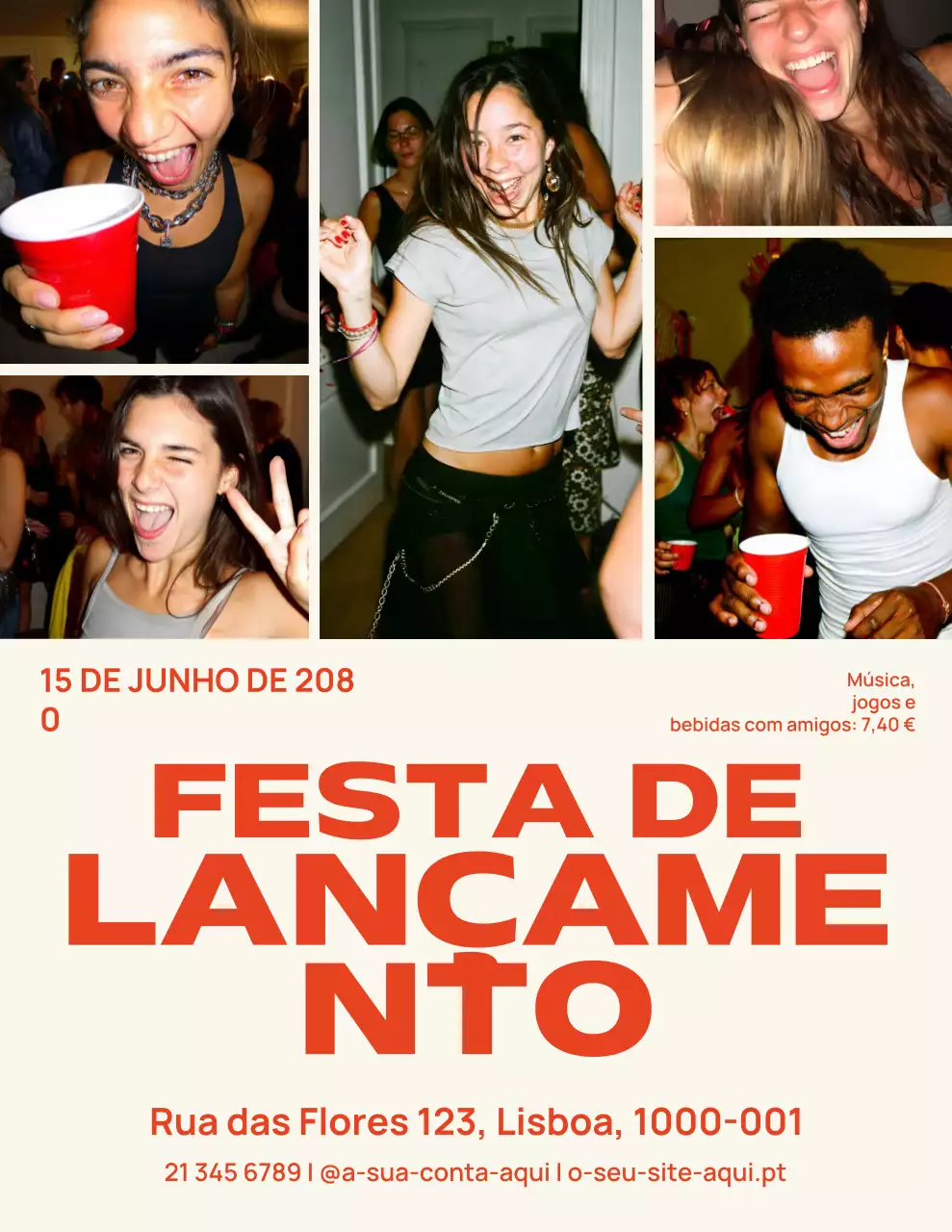 Pôster de convite para festa retrô marrom