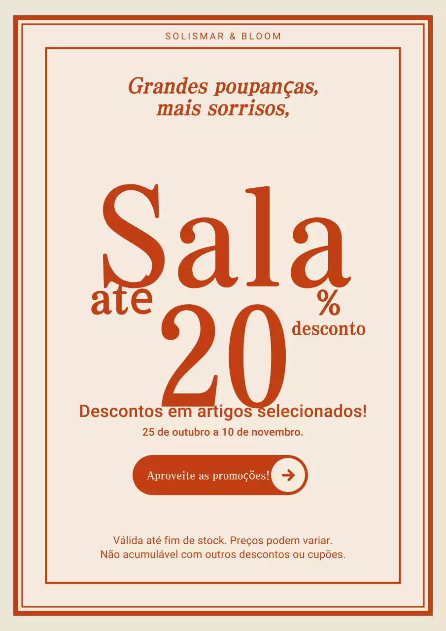 Cartaz promocional de venda simples da Orange