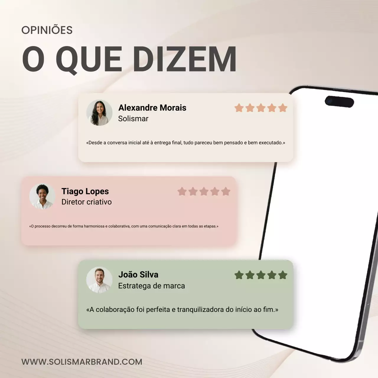 Bege Moderno Avaliações de Clientes Mídias Sociais Quadrado
