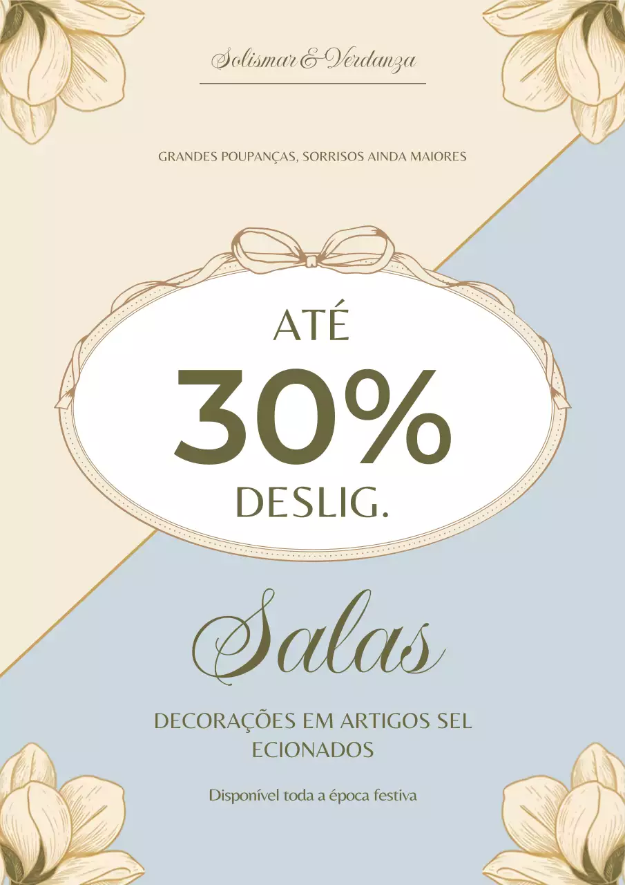 Pôster promocional floral bege