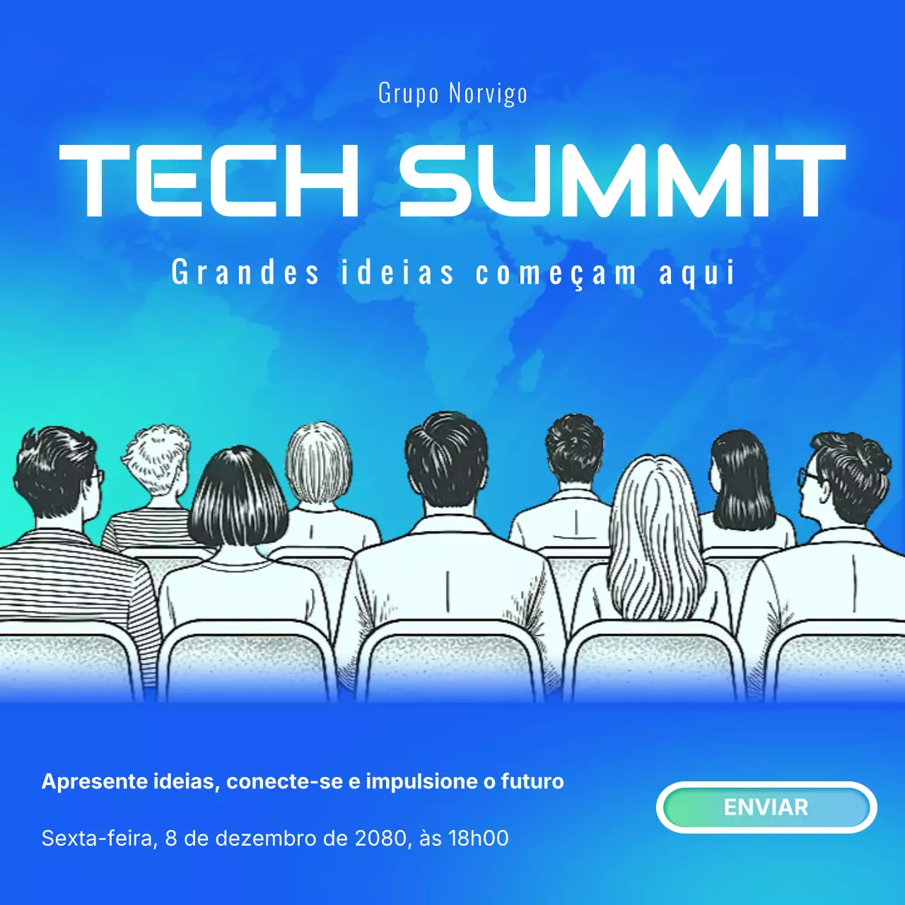 Convite para a Modern Tech Summit em tons de bege e vermelho