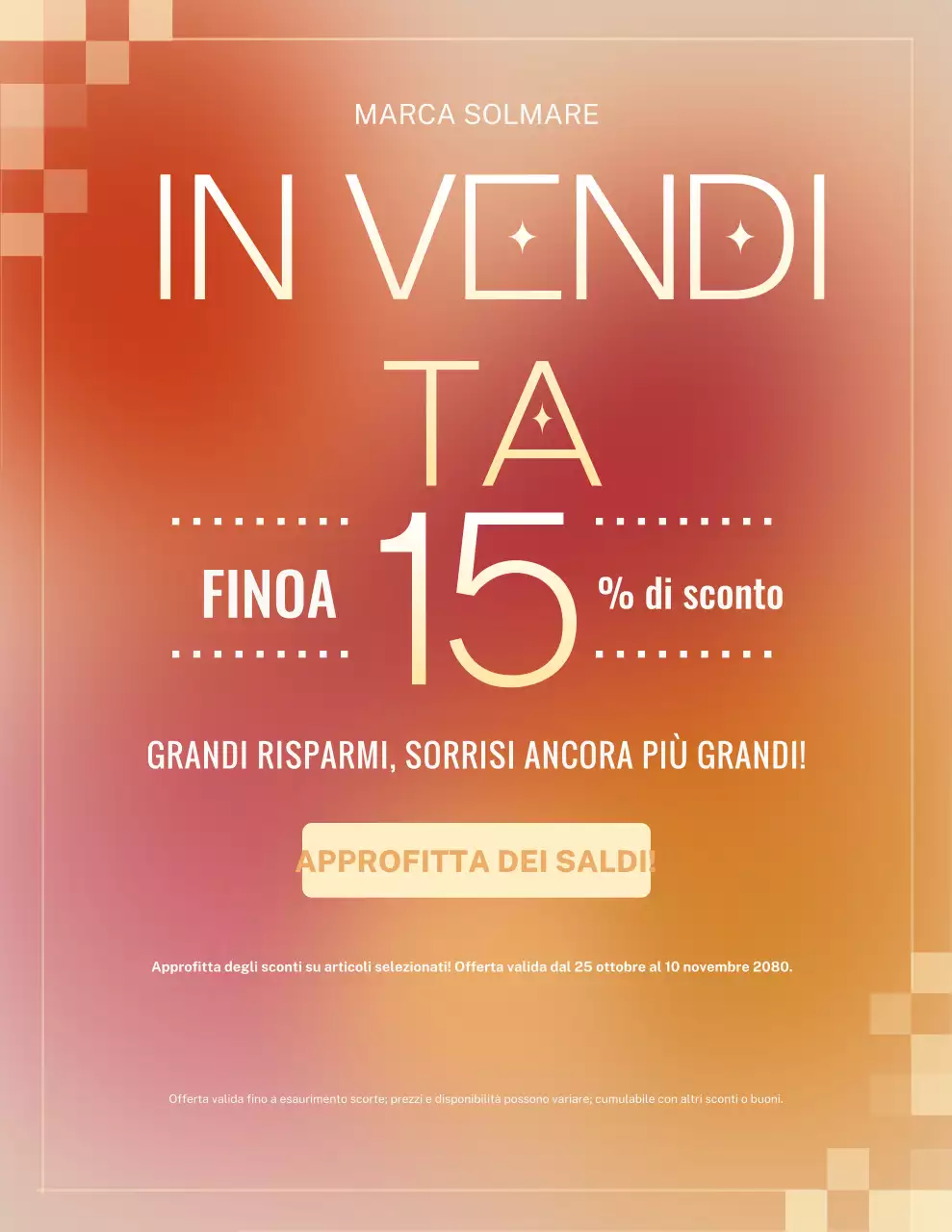 Manifesto promozionale di vendita moderna arancione