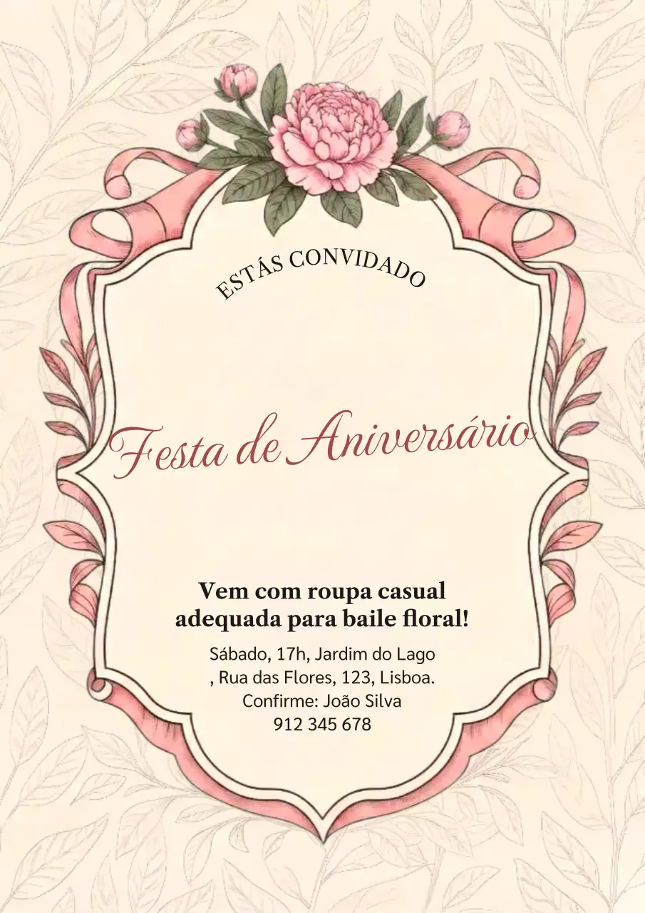 Pôster de convite de aniversário elegante rosa
