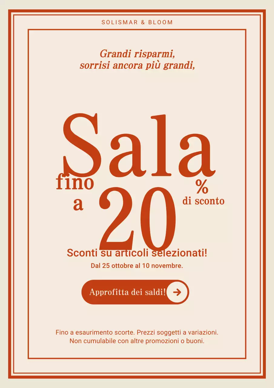 Manifesto promozionale di vendita semplice arancione