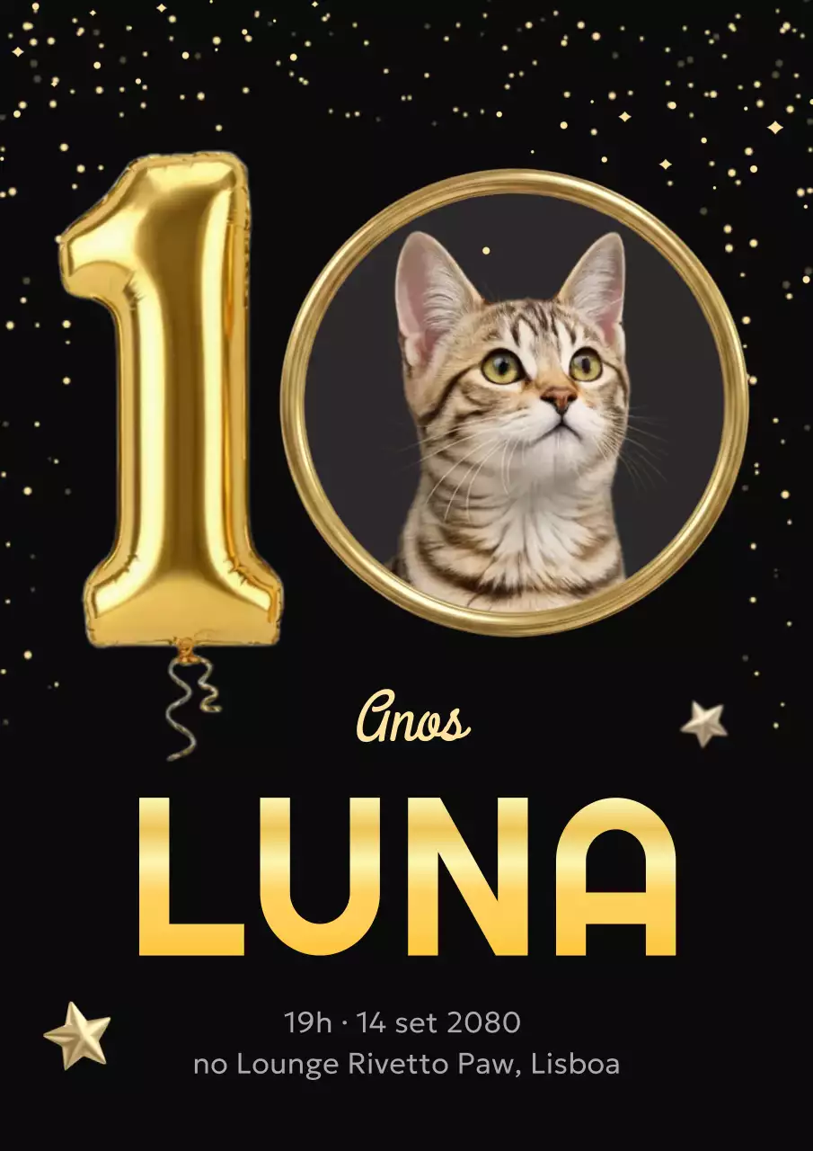 Pôster de convite para evento de animais de estimação elegante e preto