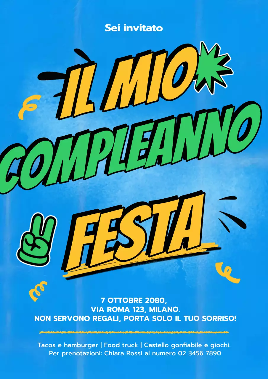 Poster di invito di compleanno blu audace