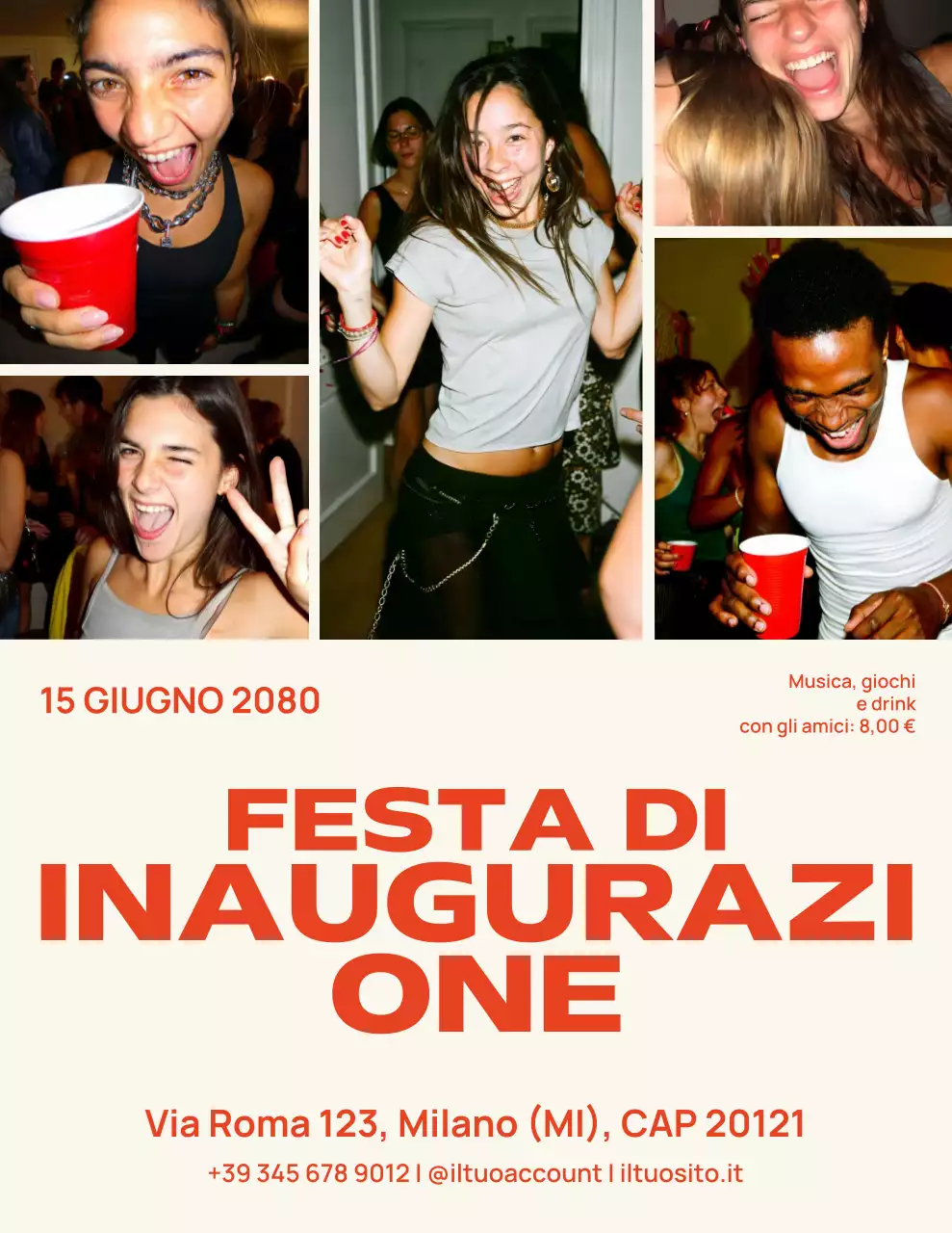 Poster di invito per una festa retrò marrone
