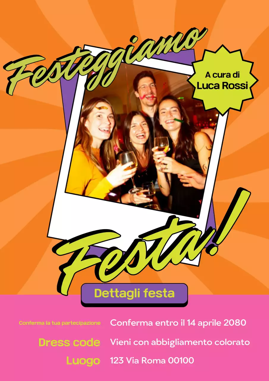 Poster di invito di compleanno retrò arancione