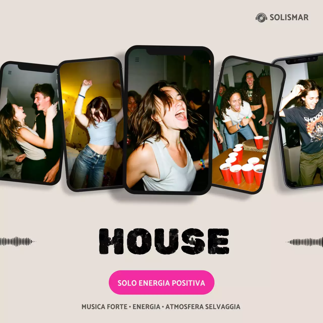 Invito alla festa alla moda beige quadrato per social media