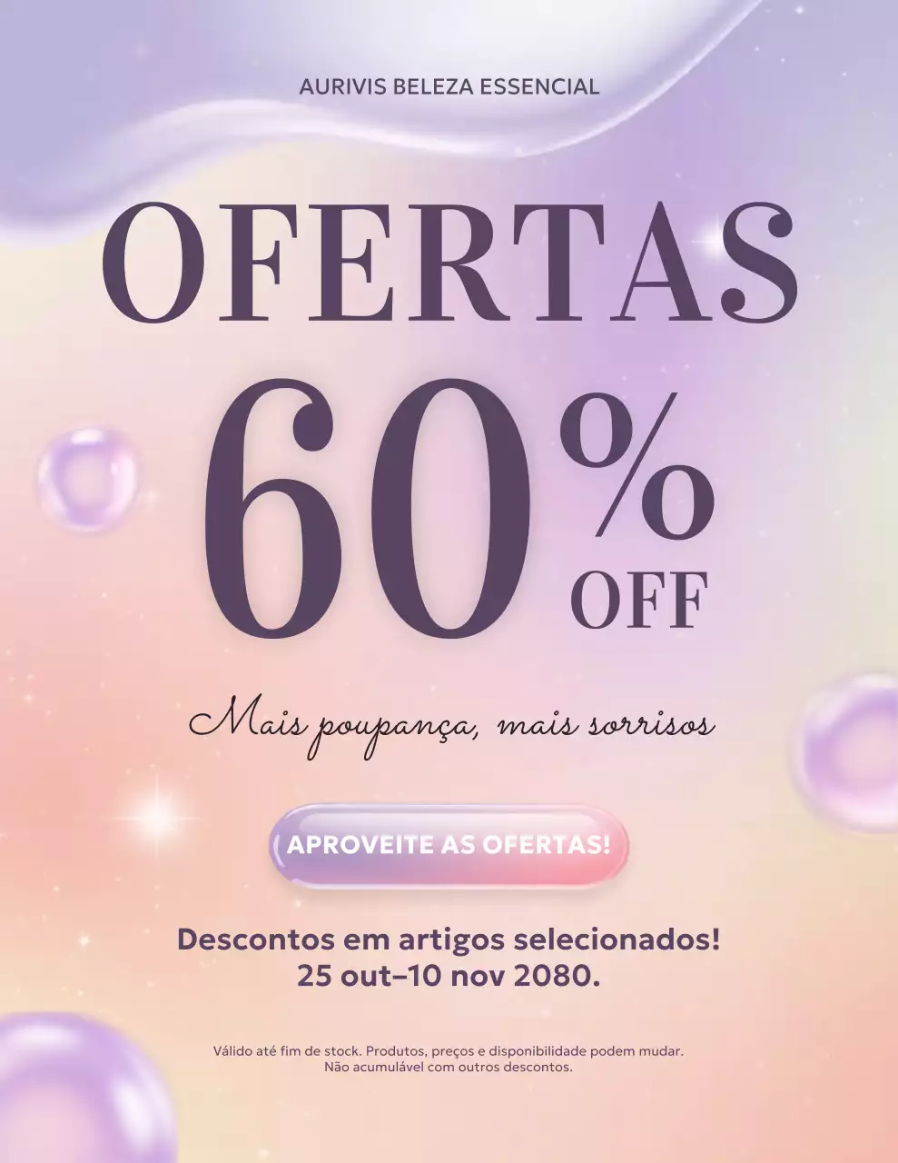 Pôster promocional de beleza moderno em tons pastel