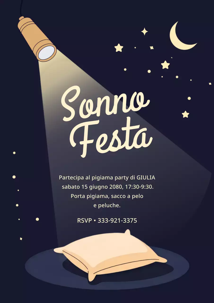 Manifesto di invito al pigiama party notturno