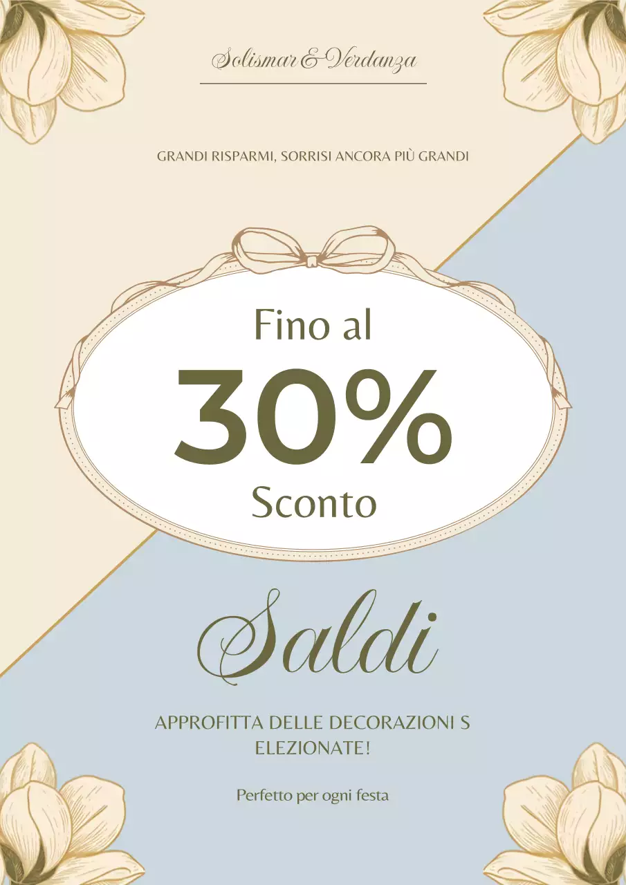 Poster promozionale di vendita floreale beige