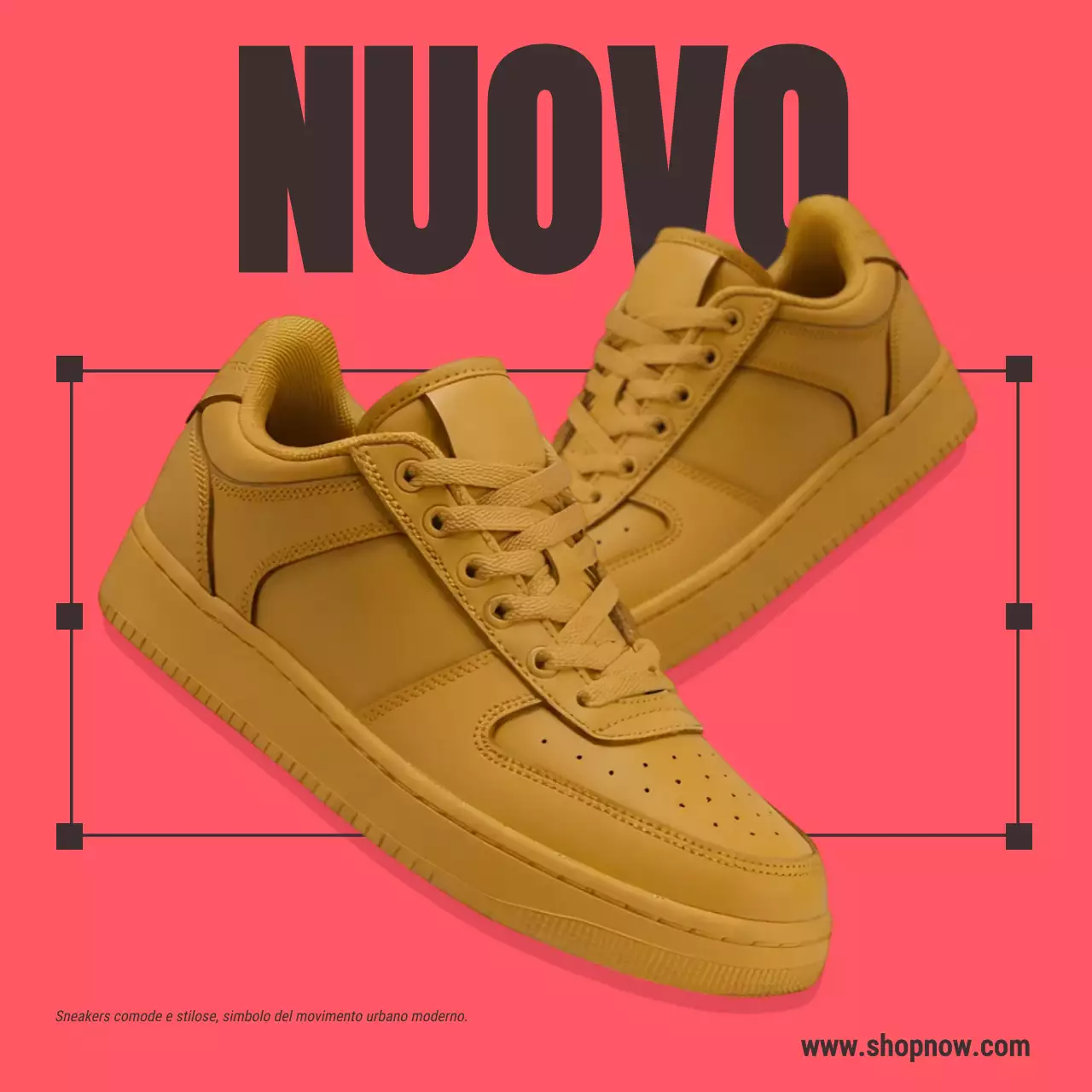 Post di Instagram sulla promozione delle sneakers moderne gialle