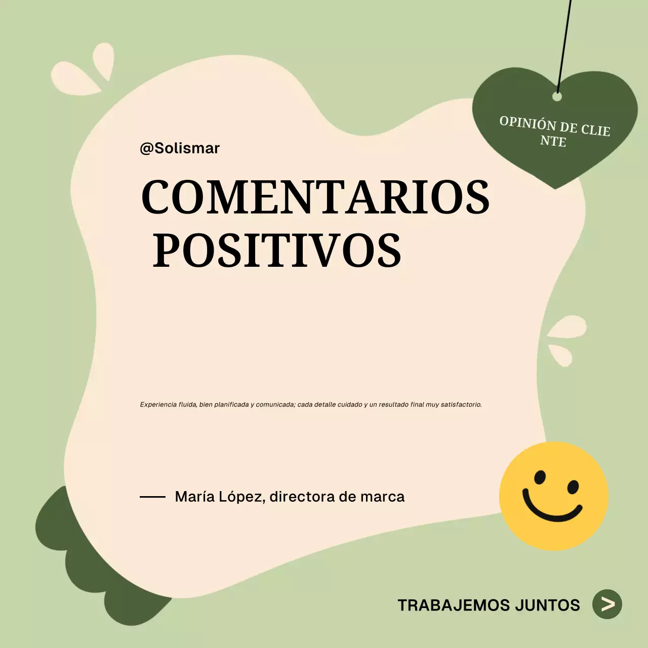 Reseña de cliente de Green Minimalist Social Media Square