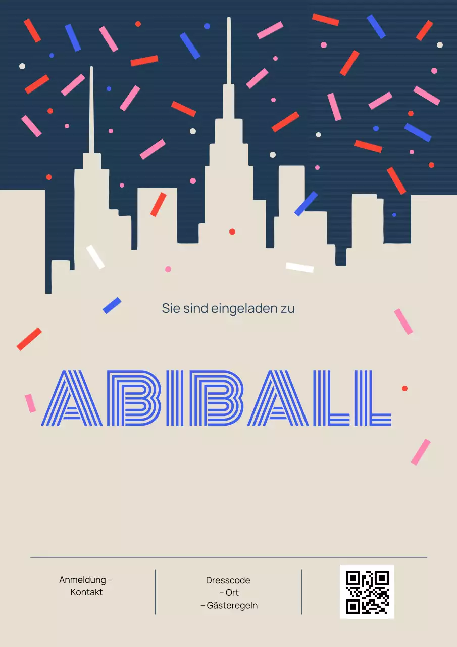 Beigefarbenes modernes Einladungsplakat für den Abschlussball