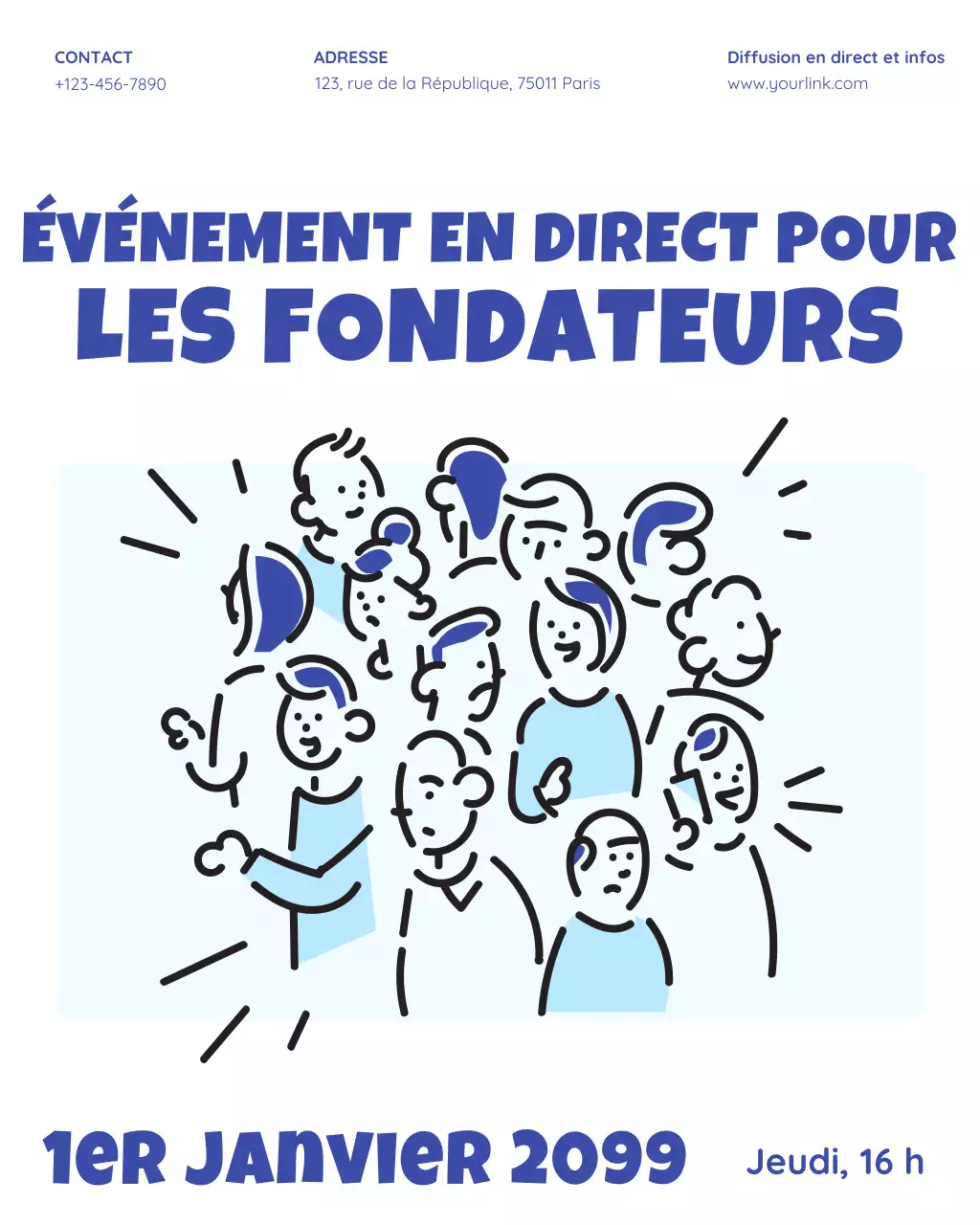 annonce d'événement moderne bleue