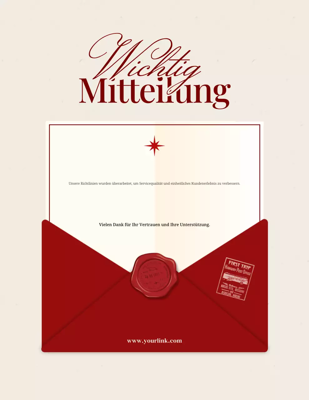 rote elegante Ankündigung