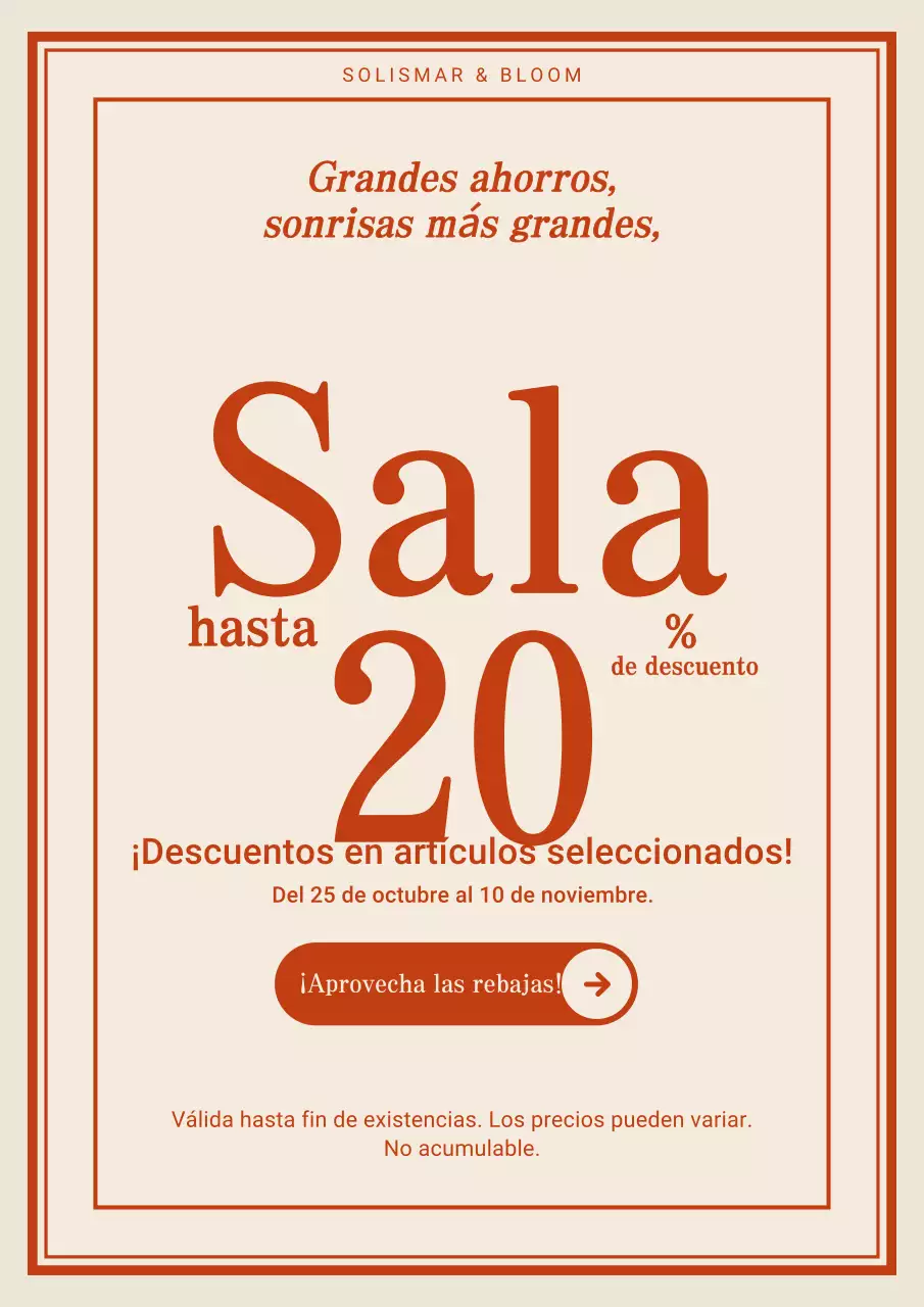 Cartel de promoción de venta simple naranja