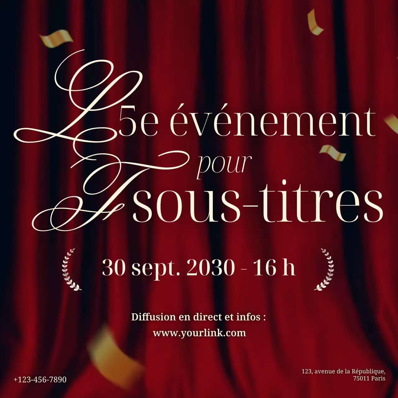 annonce d'événement élégante rouge