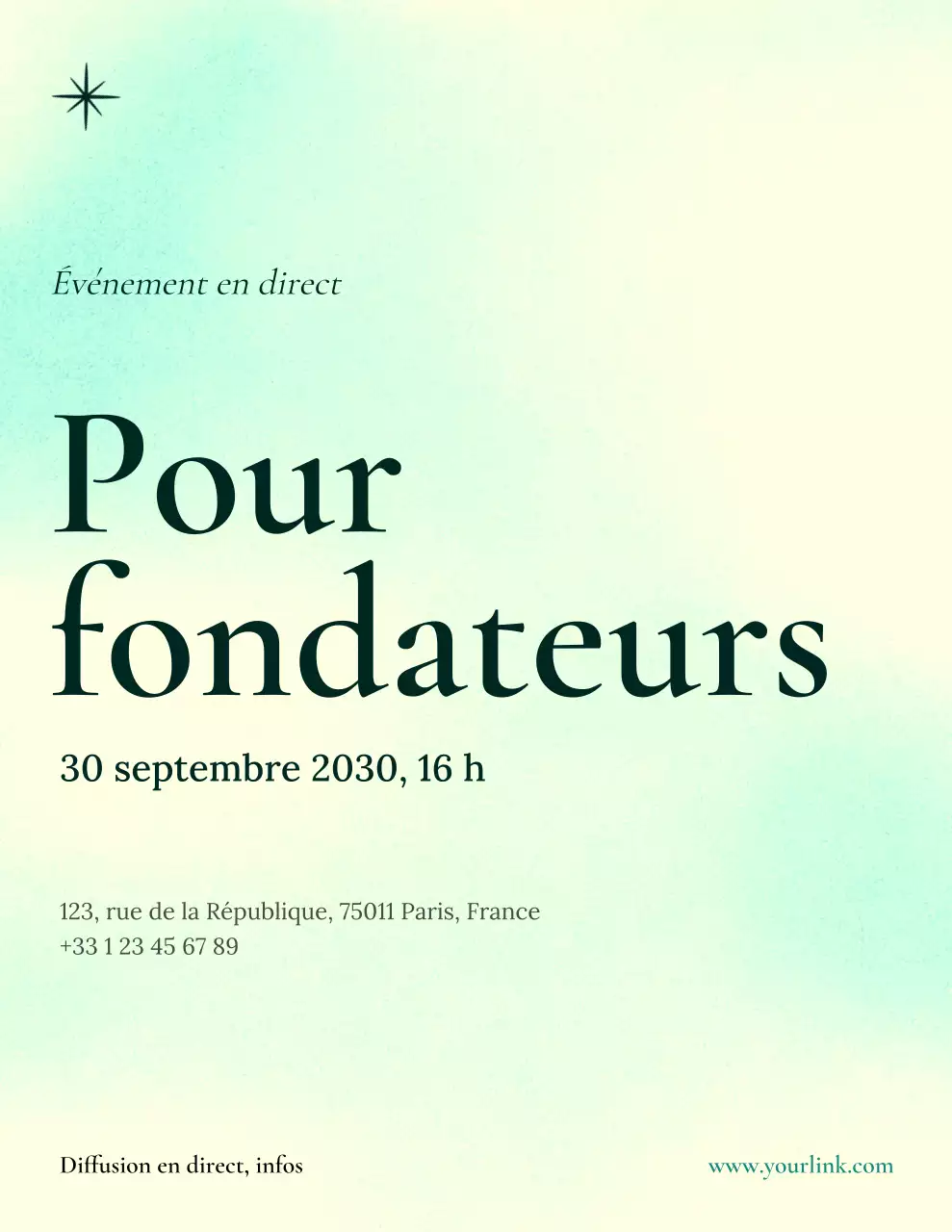 annonce d'événement minimal menthe