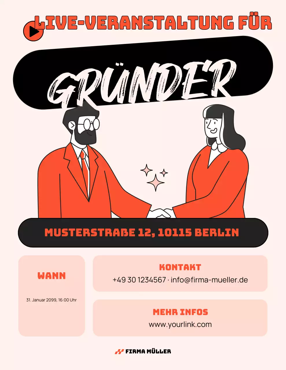 orangefarbene Retro-Business-Veranstaltung