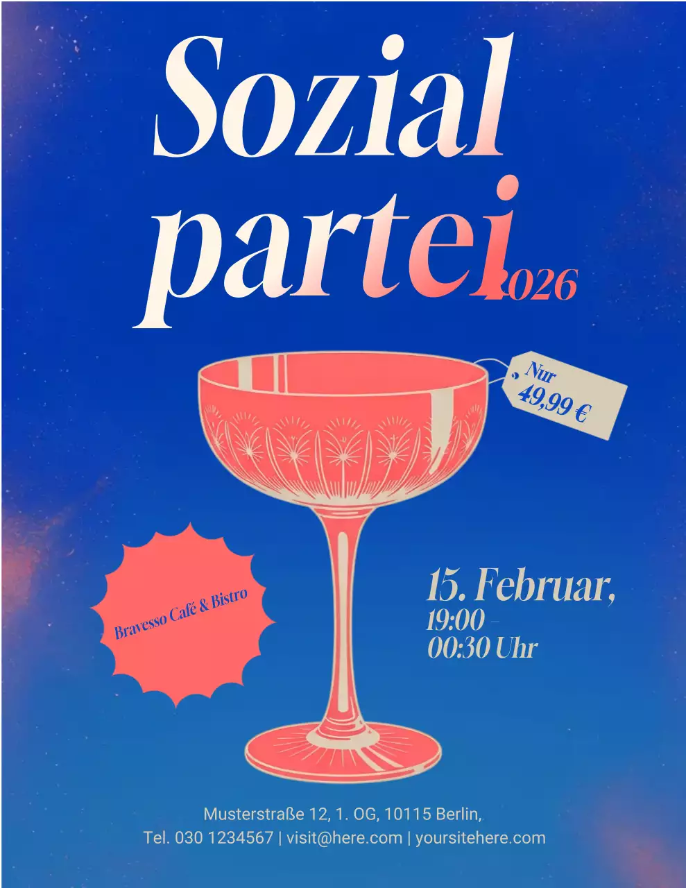 Ankündigung des blauen Retro-Abschlussballs auf Instagram