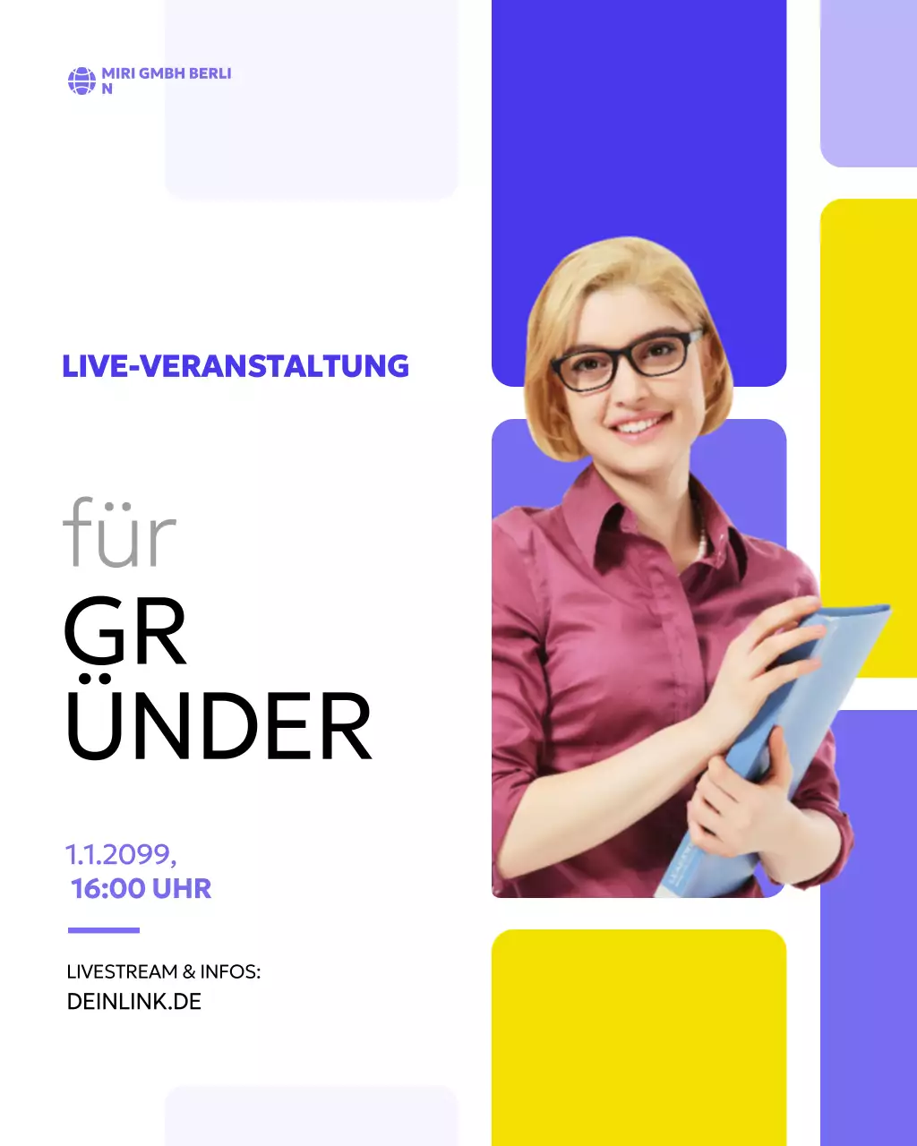 Lila moderne Geschäftsanzeige