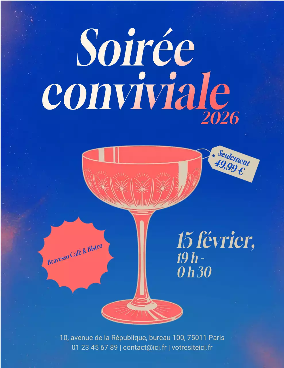 Annonce du bal de promo rétro bleu sur Instagram