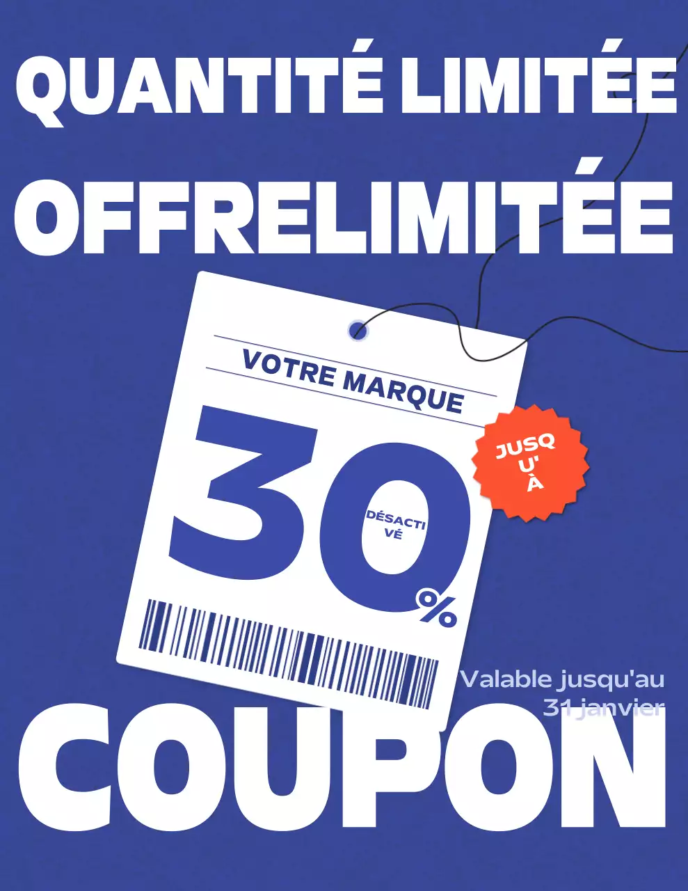 promotion des soldes en bleu gras
