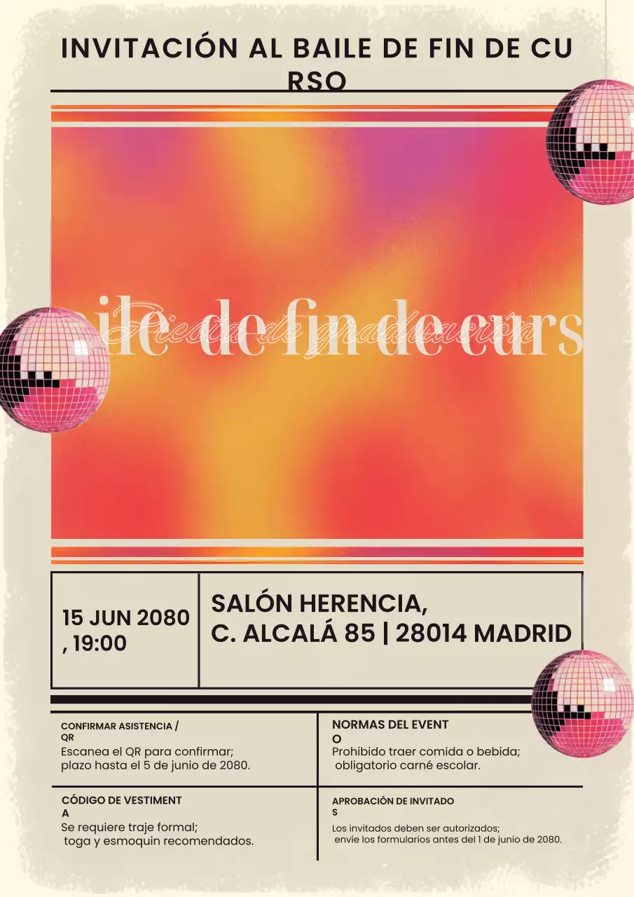 Invitación de graduación retro naranja para Instagram