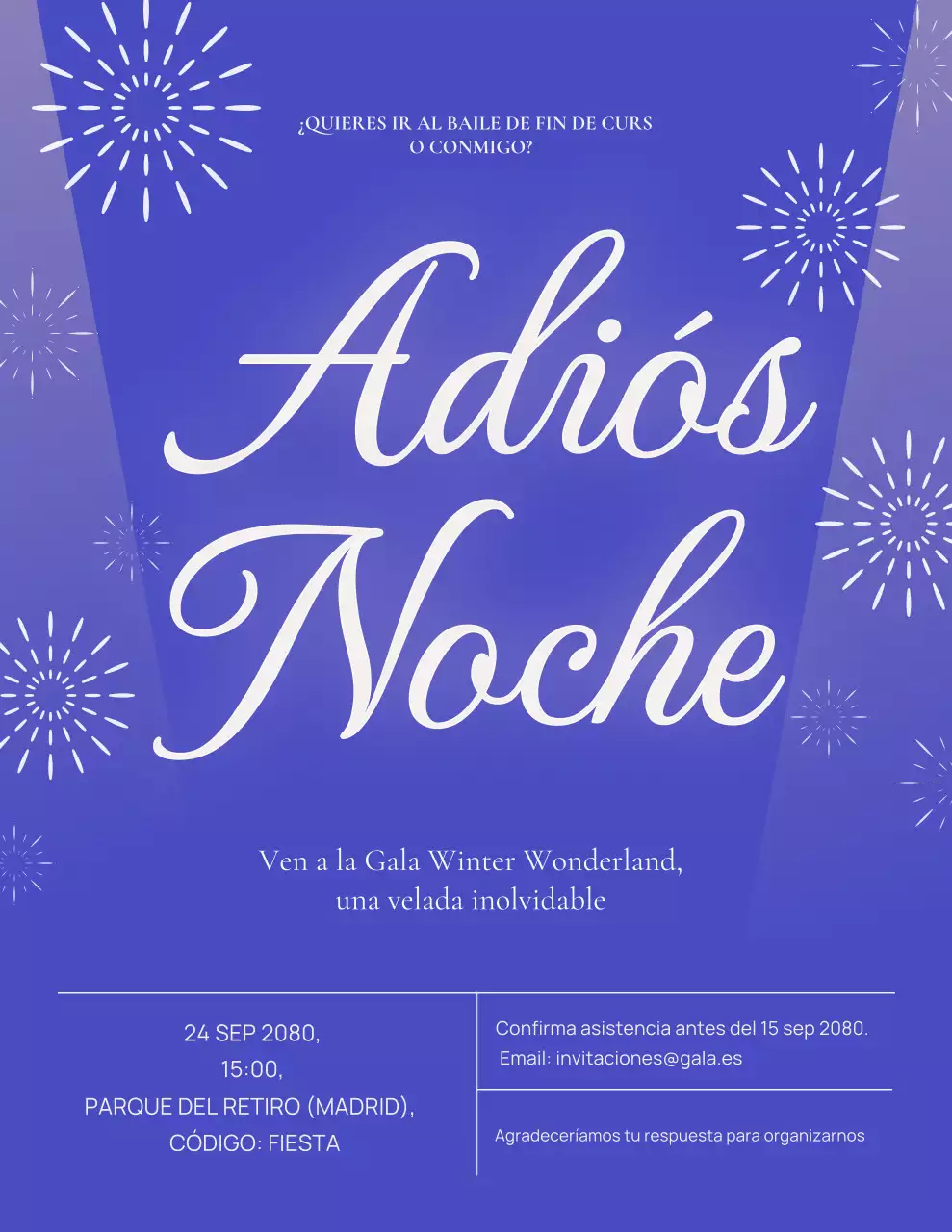 Póster elegante de invitación de graduación en azul