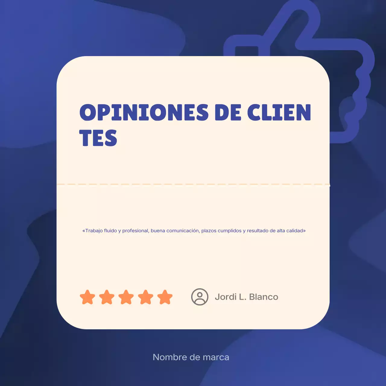 Publicación de Instagram de la reseña de un cliente de Blue Modern