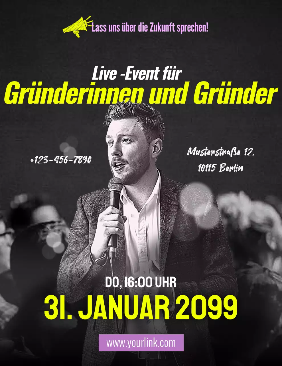 Gelbe moderne Veranstaltungsankündigung