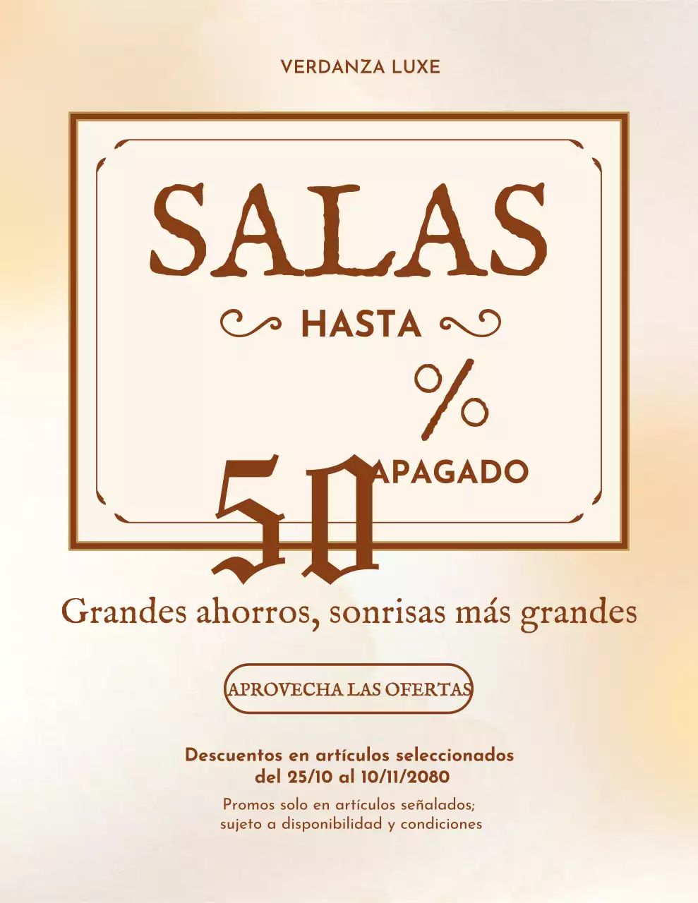 Póster de promoción de venta elegante en beige