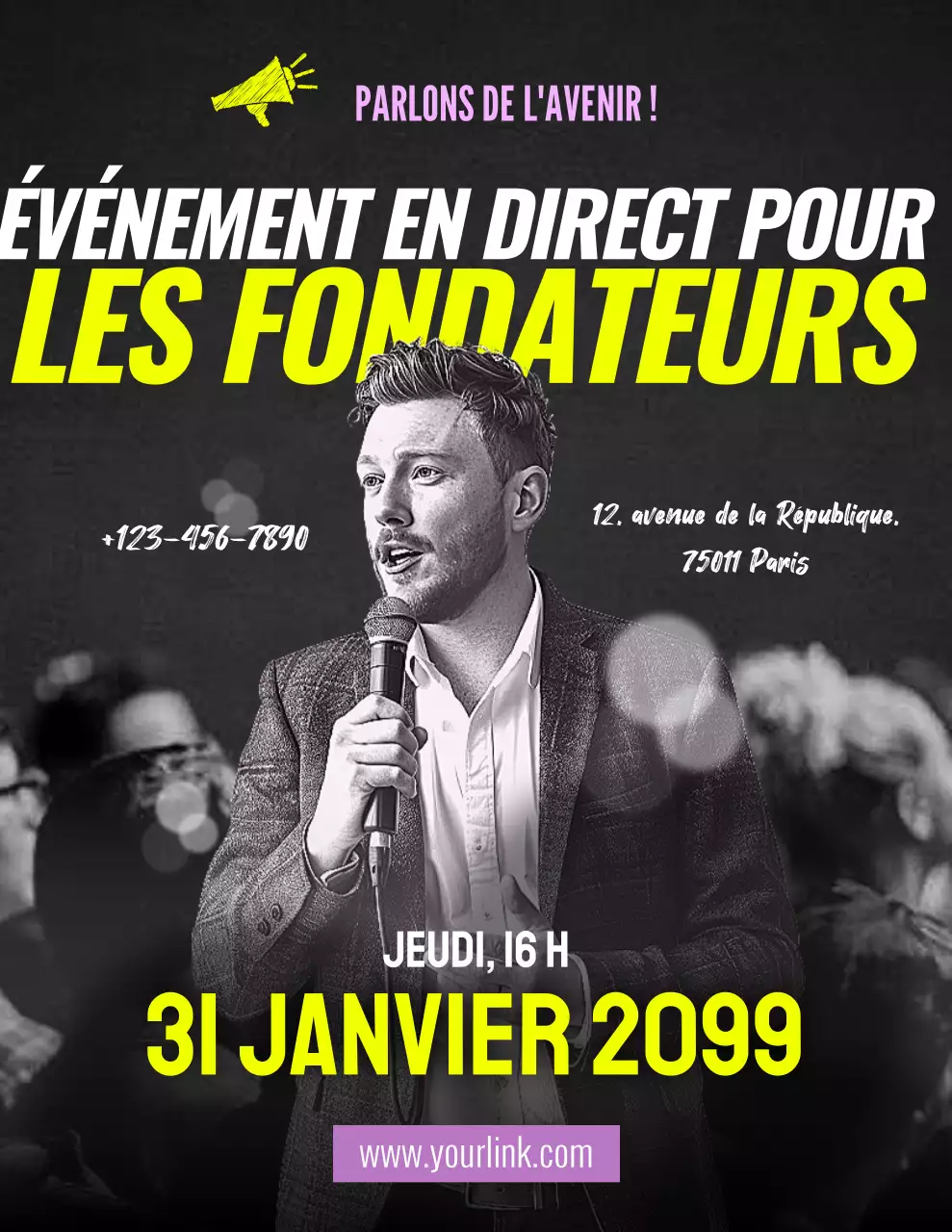 Annonce d'événement moderne jaune