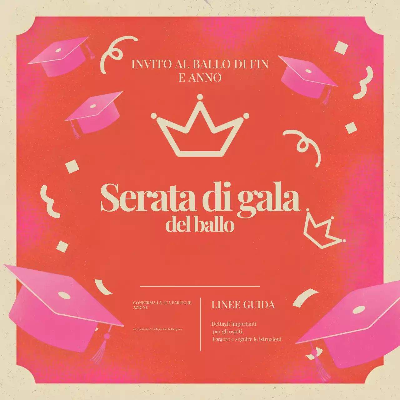Post Instagram con invito al ballo di fine anno retrò rosso