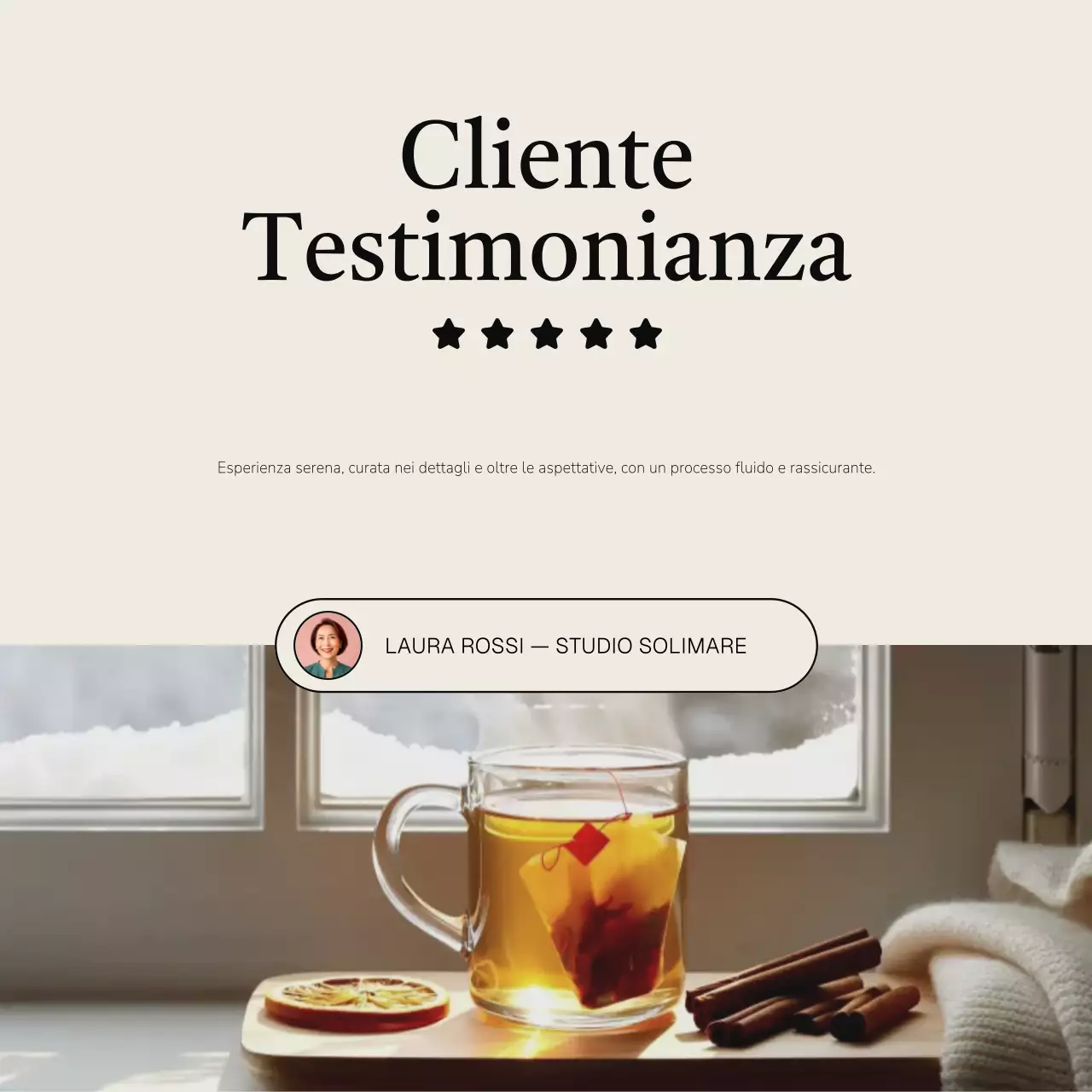 Beige Elegante Testimonianza Social Media Square