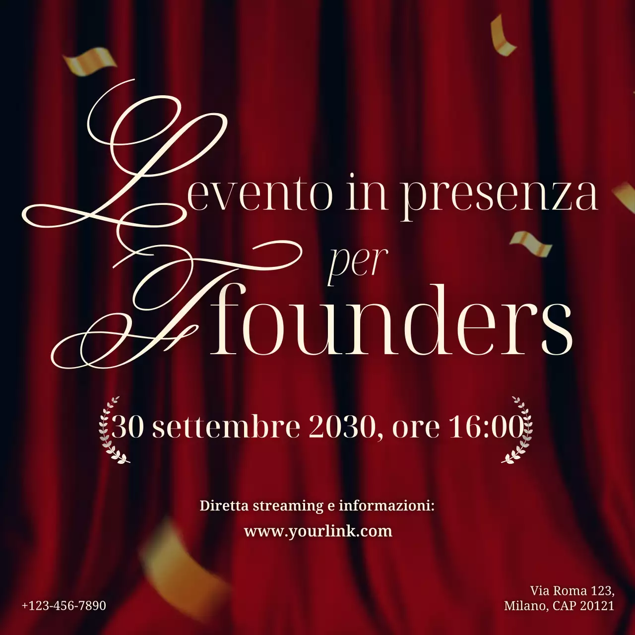 annuncio di evento elegante rosso