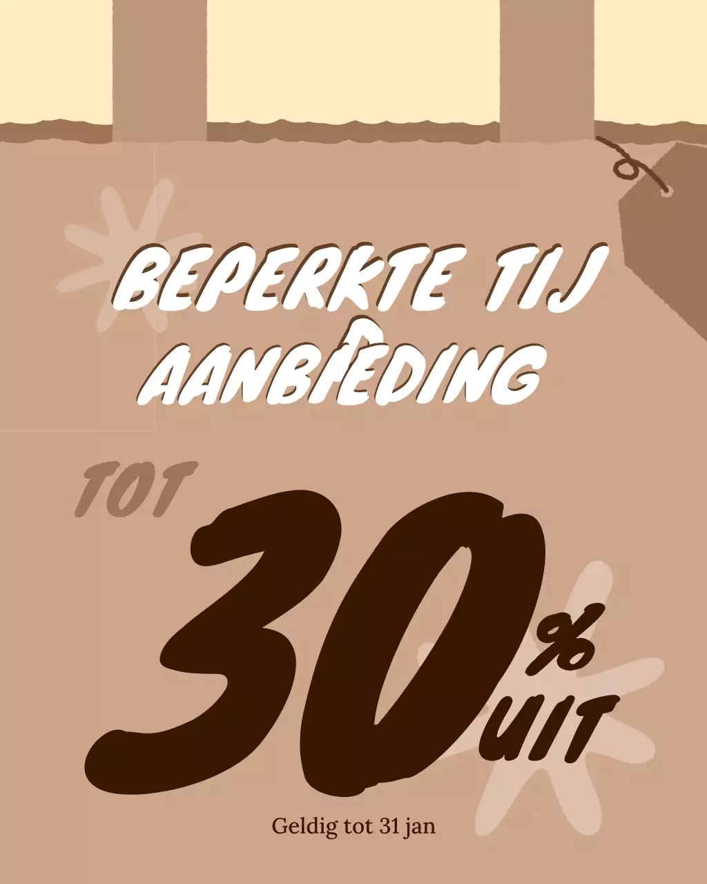 bruine retro uitverkoopactie