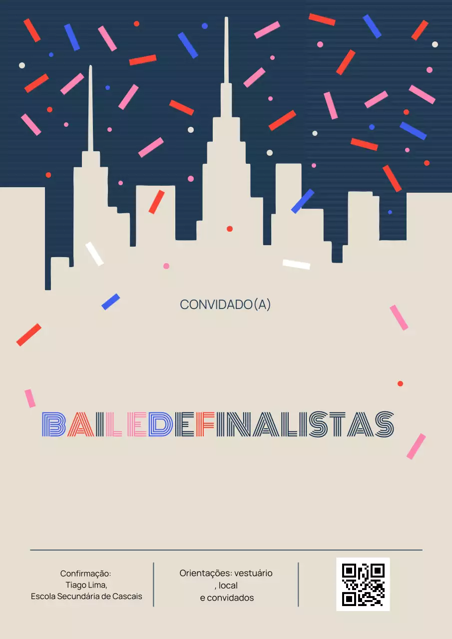 Pôster de convite para baile de formatura moderno bege
