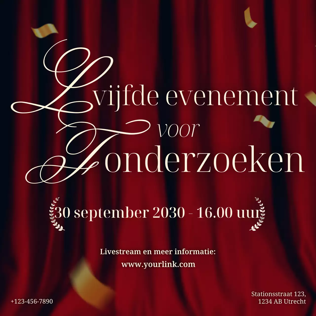 rode elegante evenementaankondiging