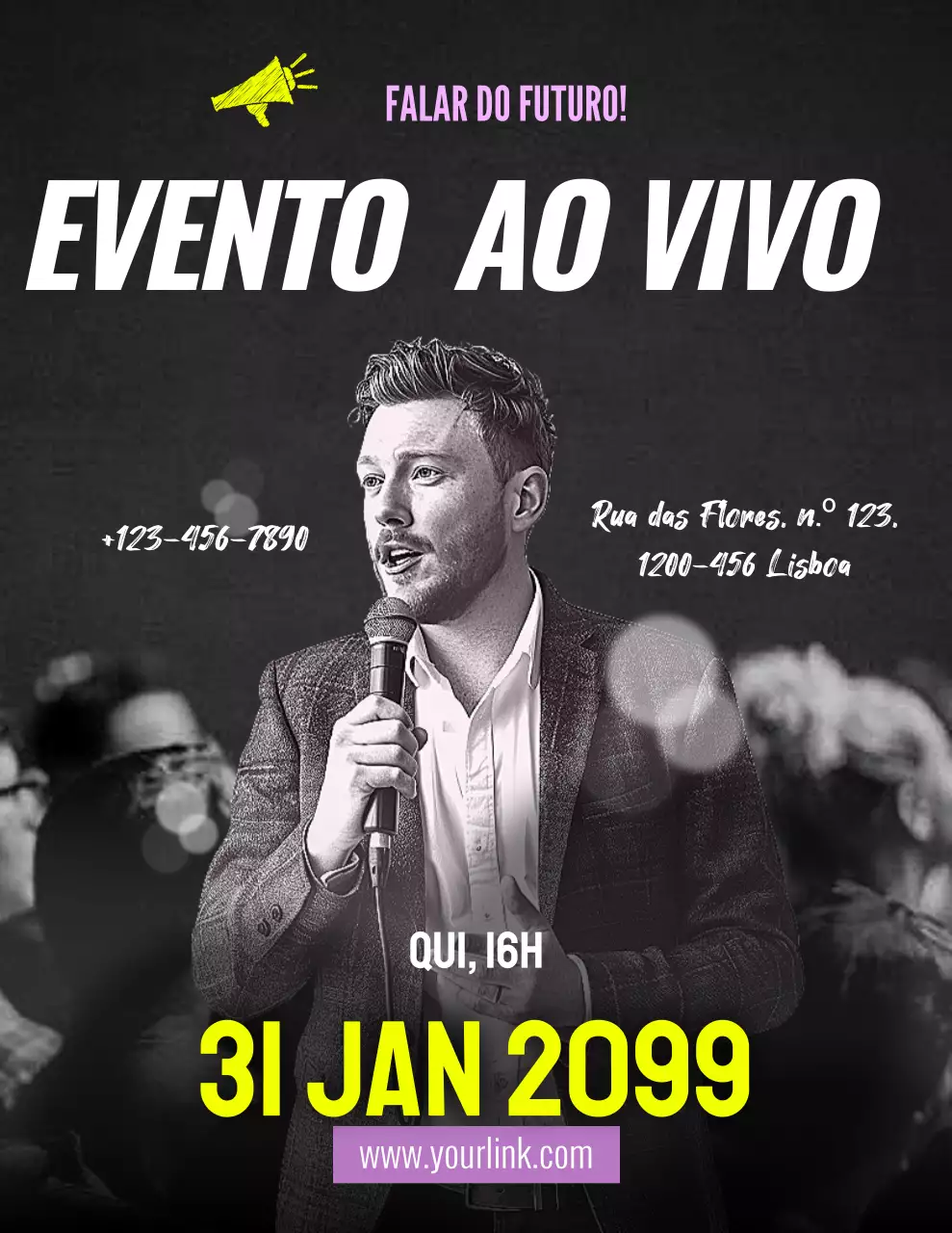 anúncio de evento moderno amarelo
