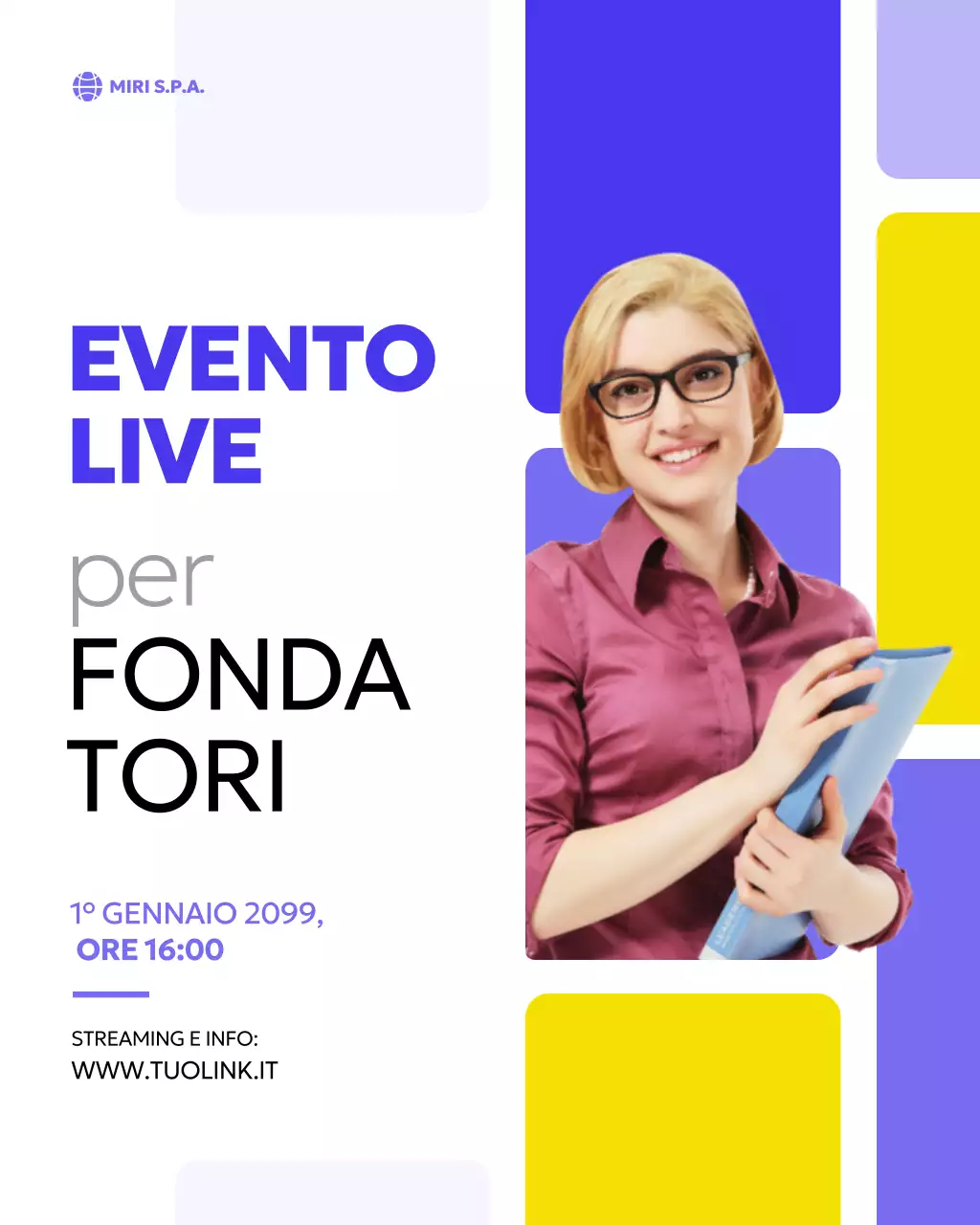 Annuncio aziendale moderno viola