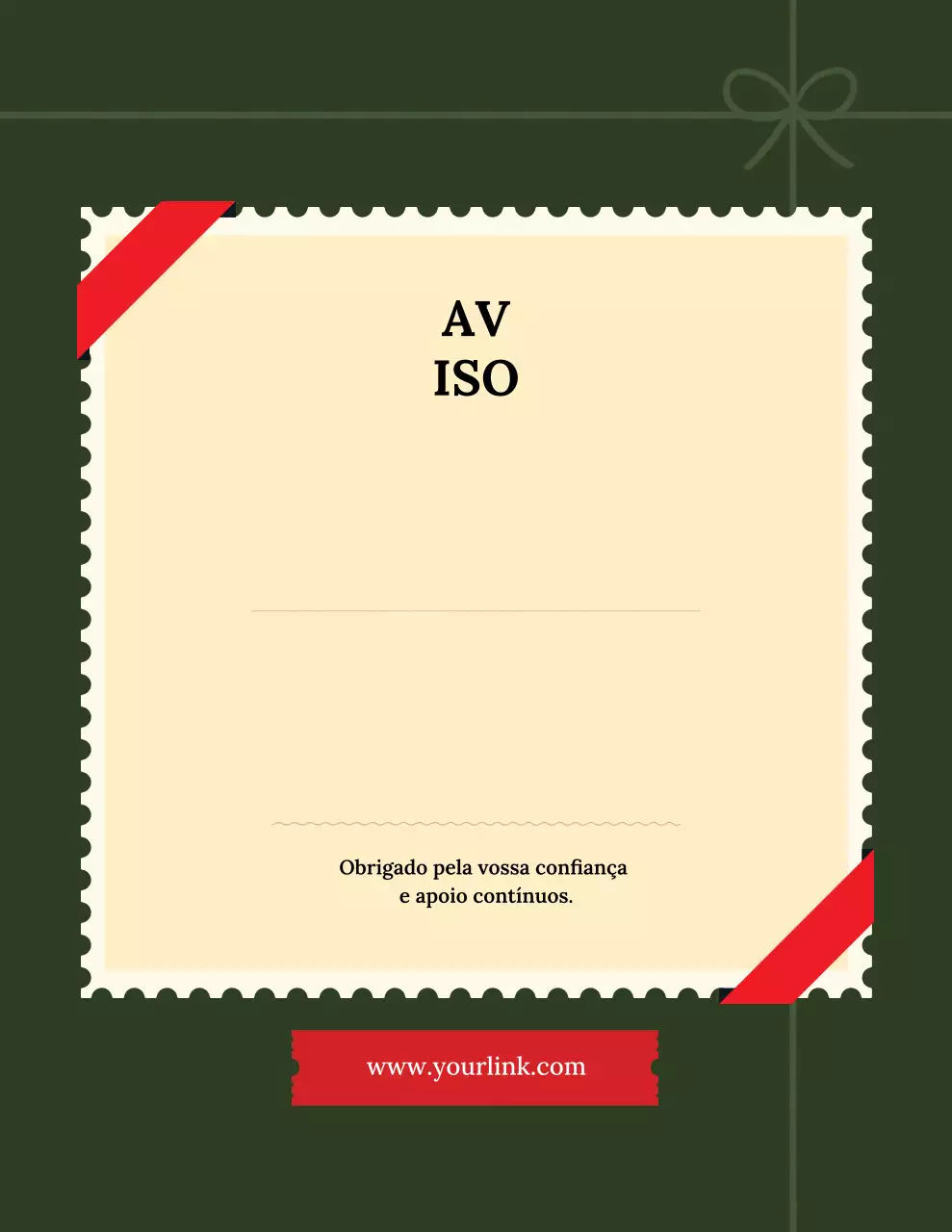 aviso de anúncio clássico verde