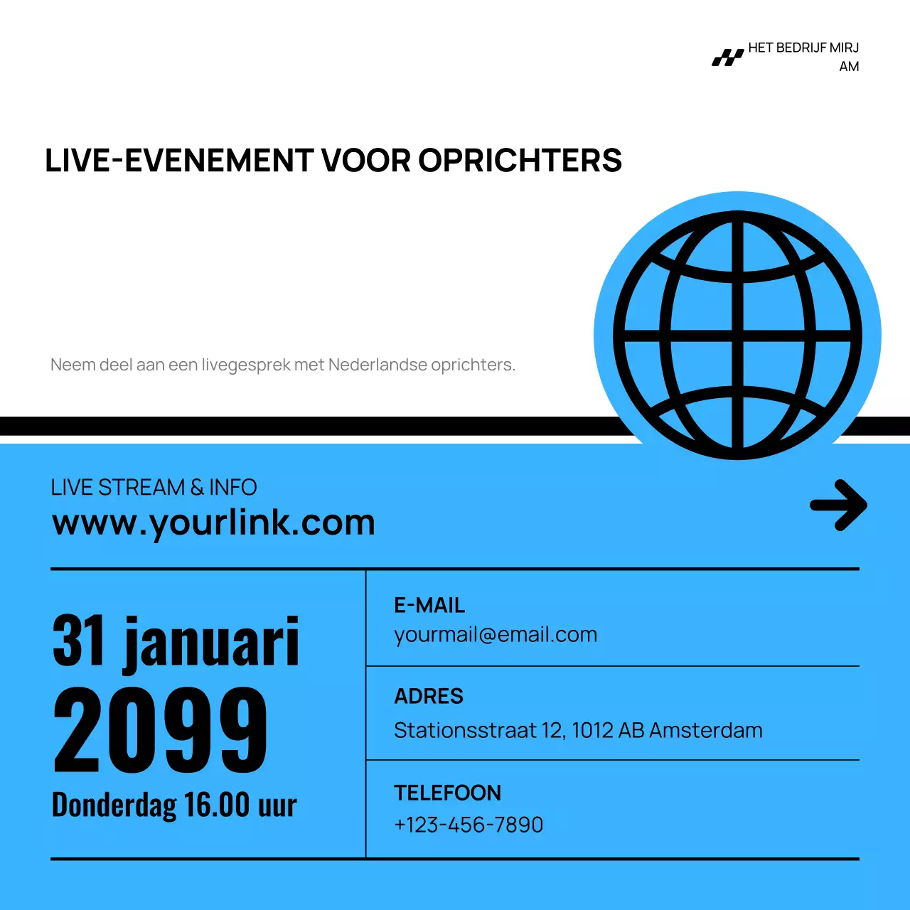 blauwe moderne zakelijke uitnodiging