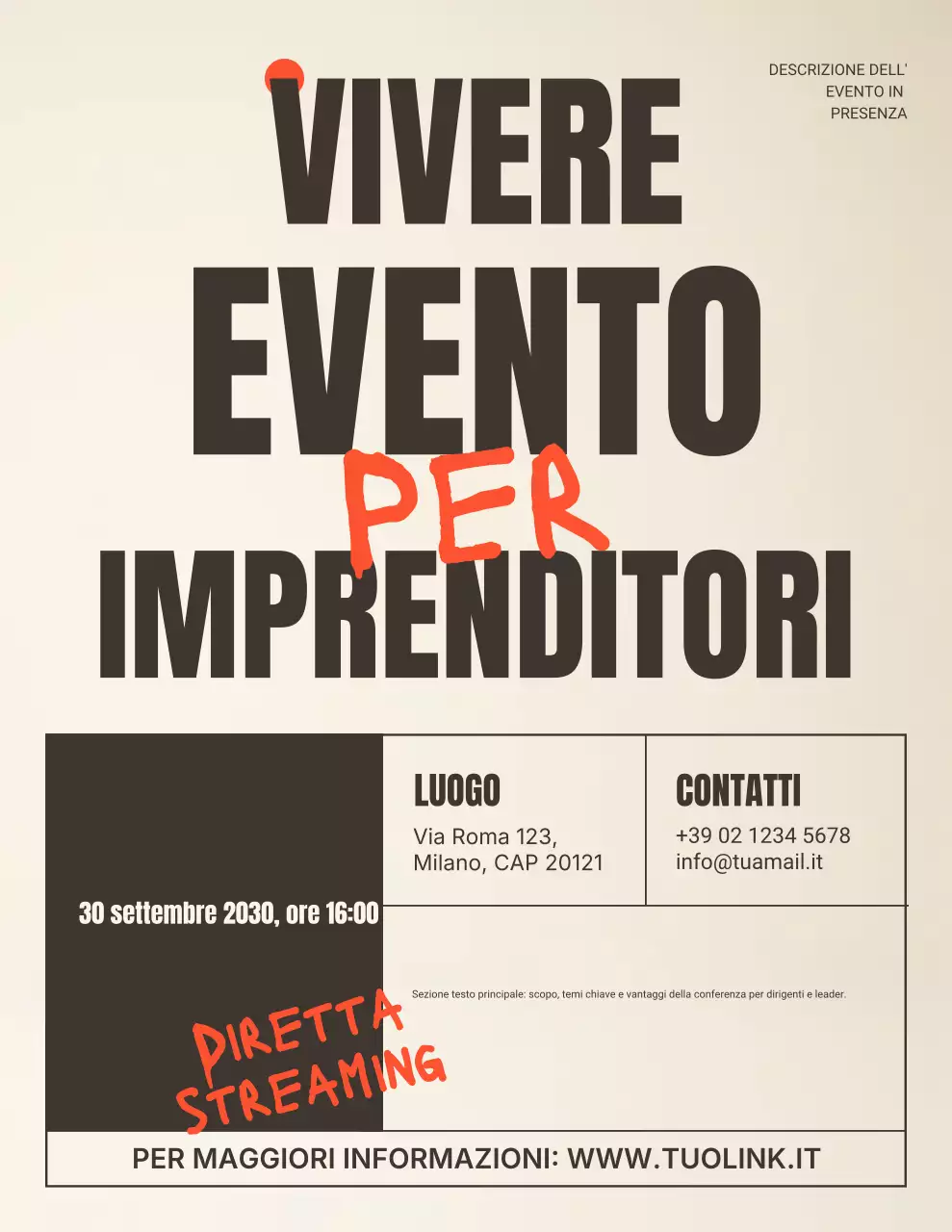 annuncio dell'evento per imprenditori moderni beige