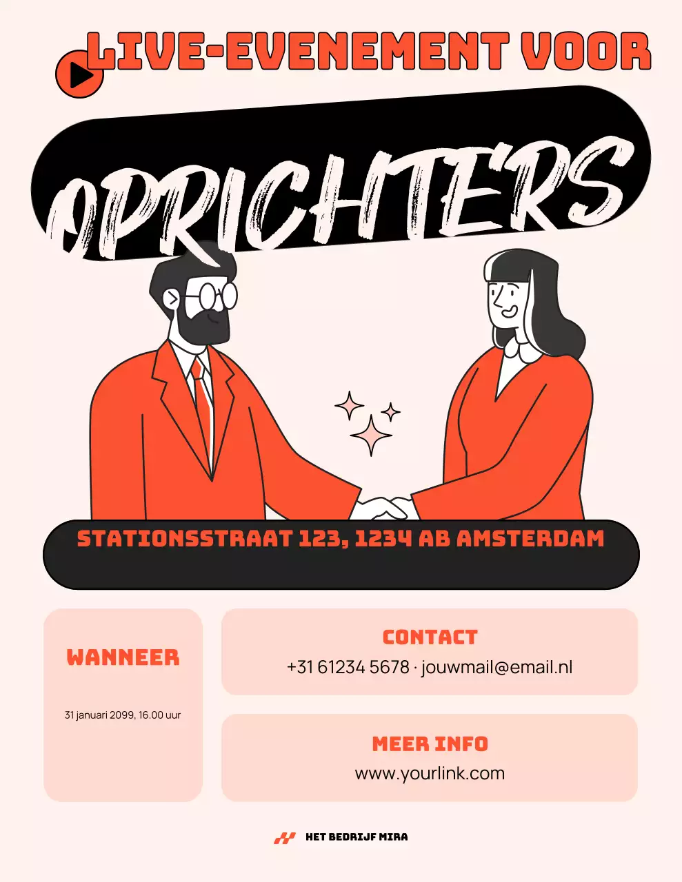 oranje retro zakelijk evenement