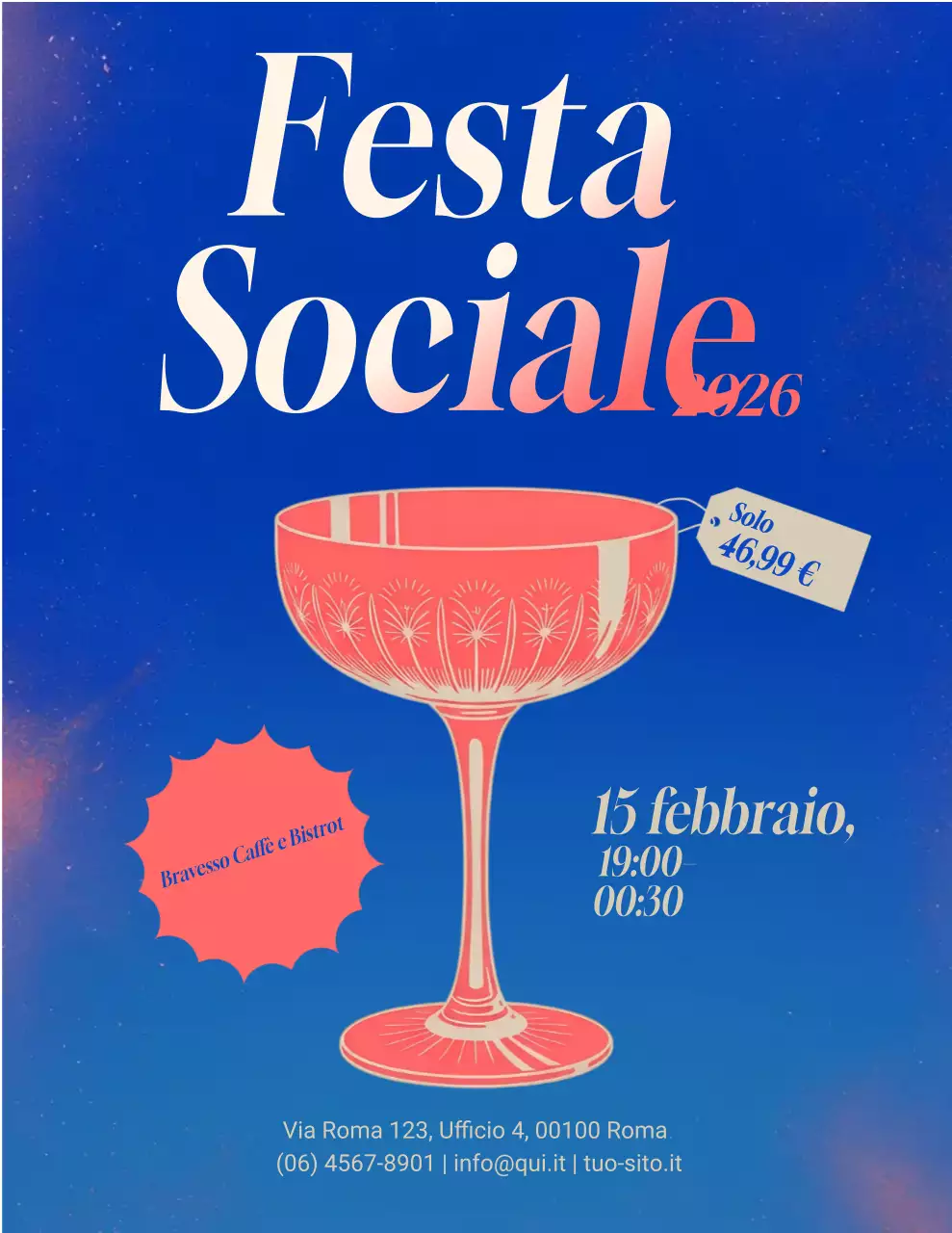 Post di Instagram con l'annuncio del ballo di fine anno retrò blu