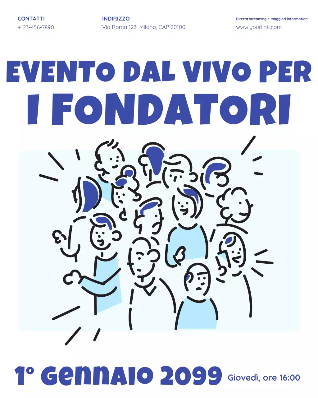 annuncio di evento moderno blu